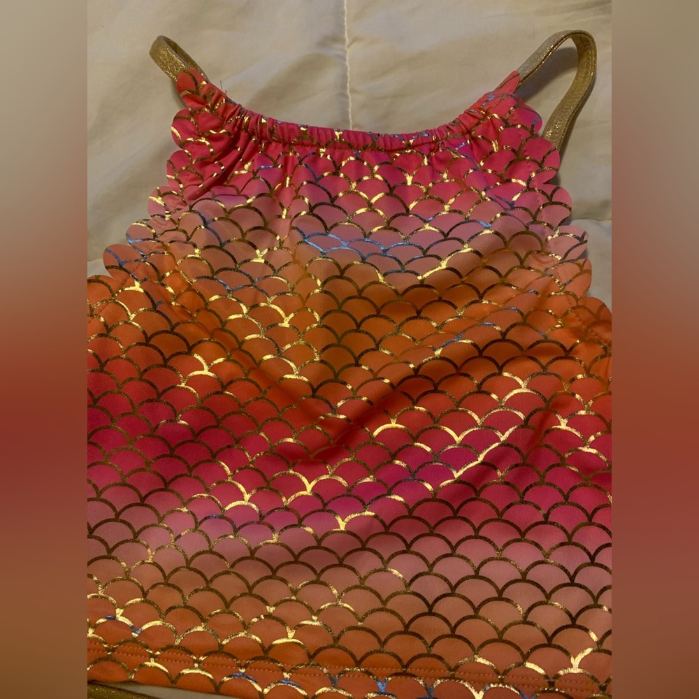 Mermaid shiny scale print 2 piece swim suit. Size 14. Penelope Mack